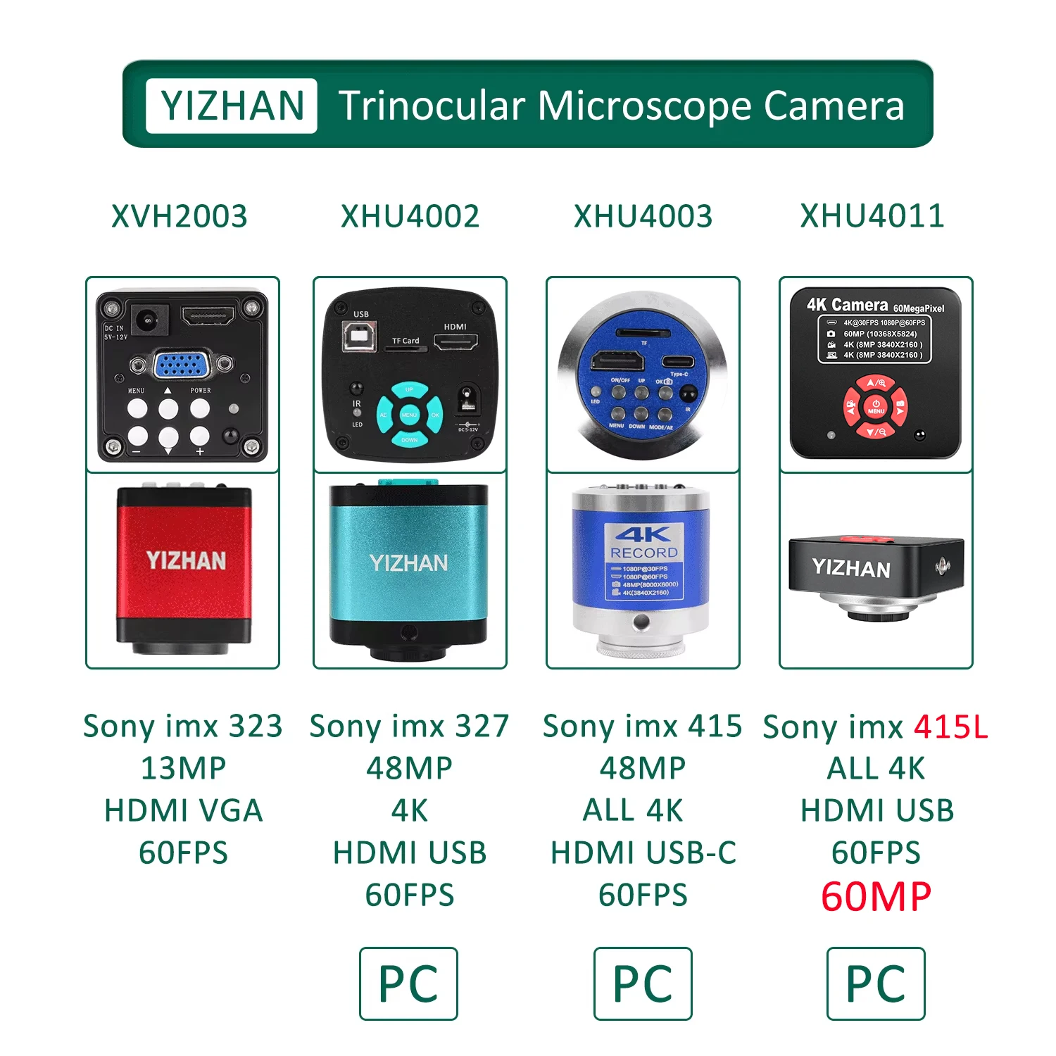 YIZHAN Microscope Professional Anti-vibration Mount Digital Microscope Electronic Soldering HDMI VGA USB 150x Lens Complete Set