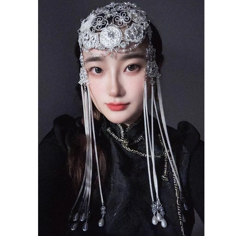 Chinese Tibetan Ethnic Style Handmade Tassel Headpiece Ethnic Hair Accessories For Weddings And Performances