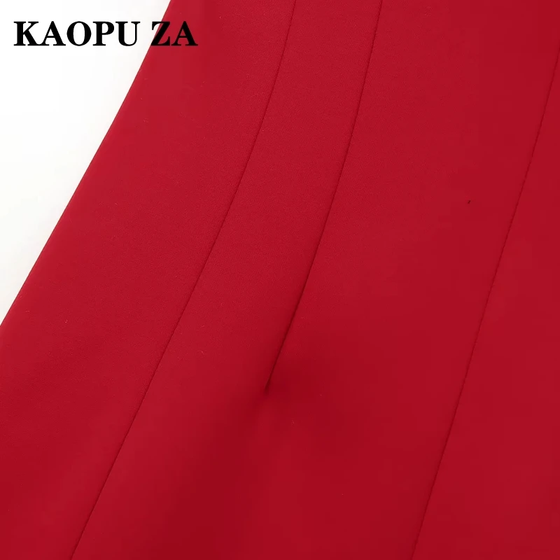 KAOPU ZA 2024 vestidos de fiesta de noche de longitud media vestido elegante femenino con cremallera lateral sin mangas Mini falda con volantes ajuste Regular