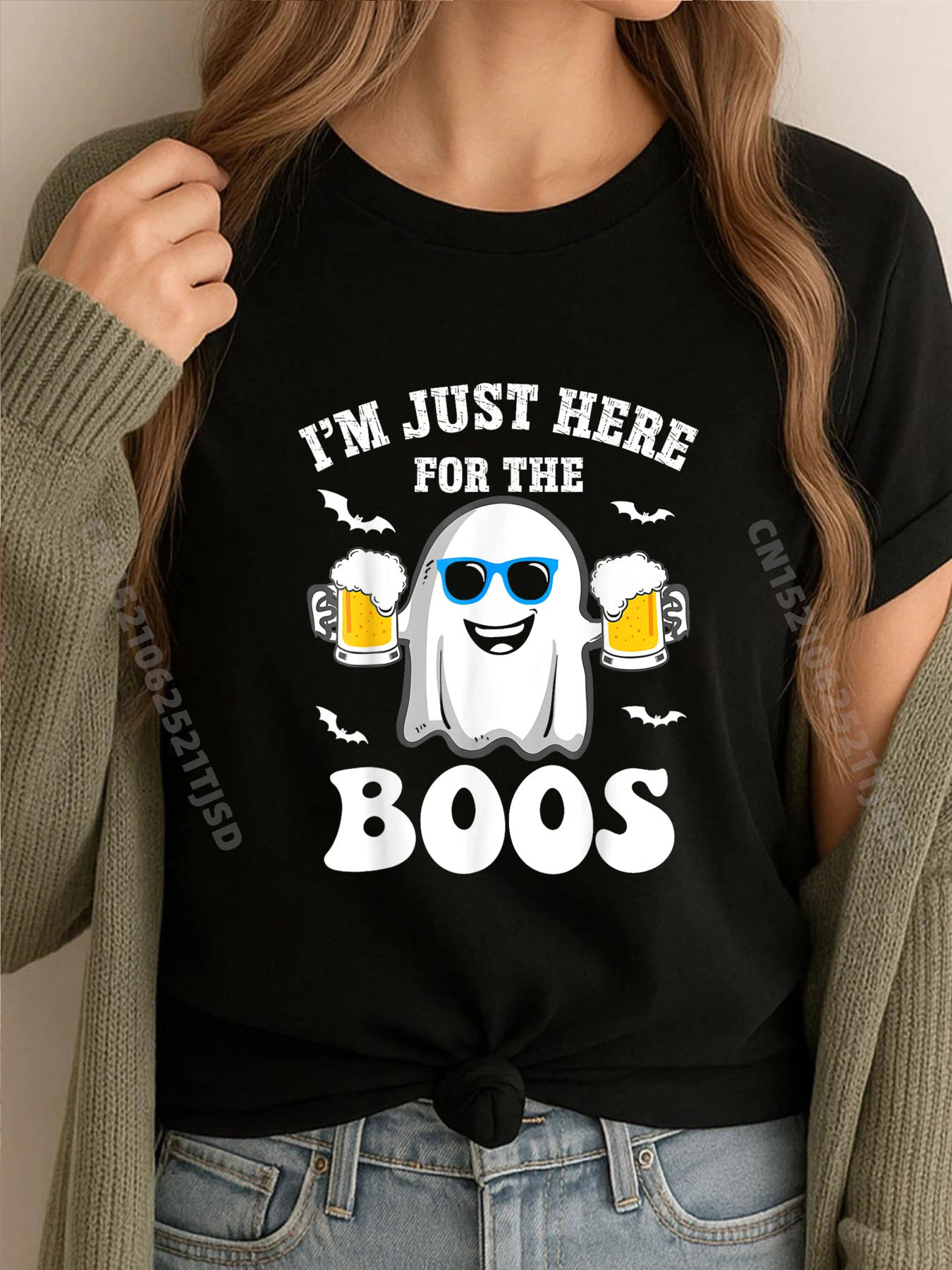 

I M Just Here For The Boos Ghost Halloween Camisas Basicas Hombre Shirts Printing