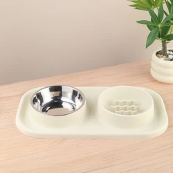 Tazones dobles silicona con tapete antideslizante para gatos y perros