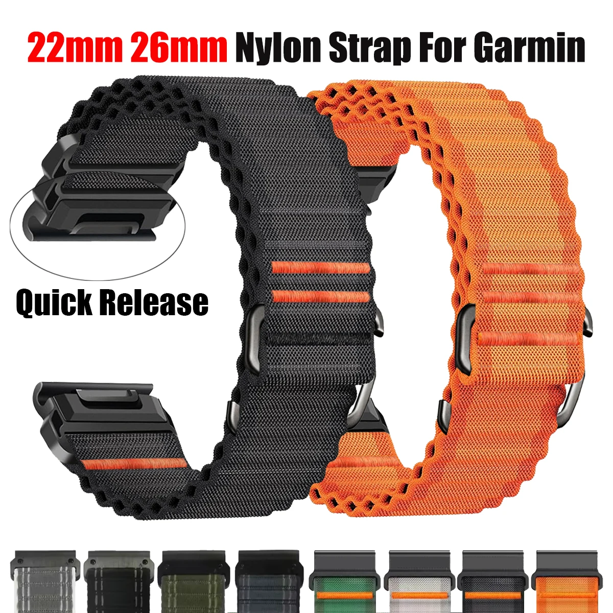 26/22mm Nylonband Für Garmin Fenix 8 pro 7 7X 6 6X 5 plus Haken Schleife Band Für Tactix 8/MARQ/Forerunner 970 965 745 S60 Armband