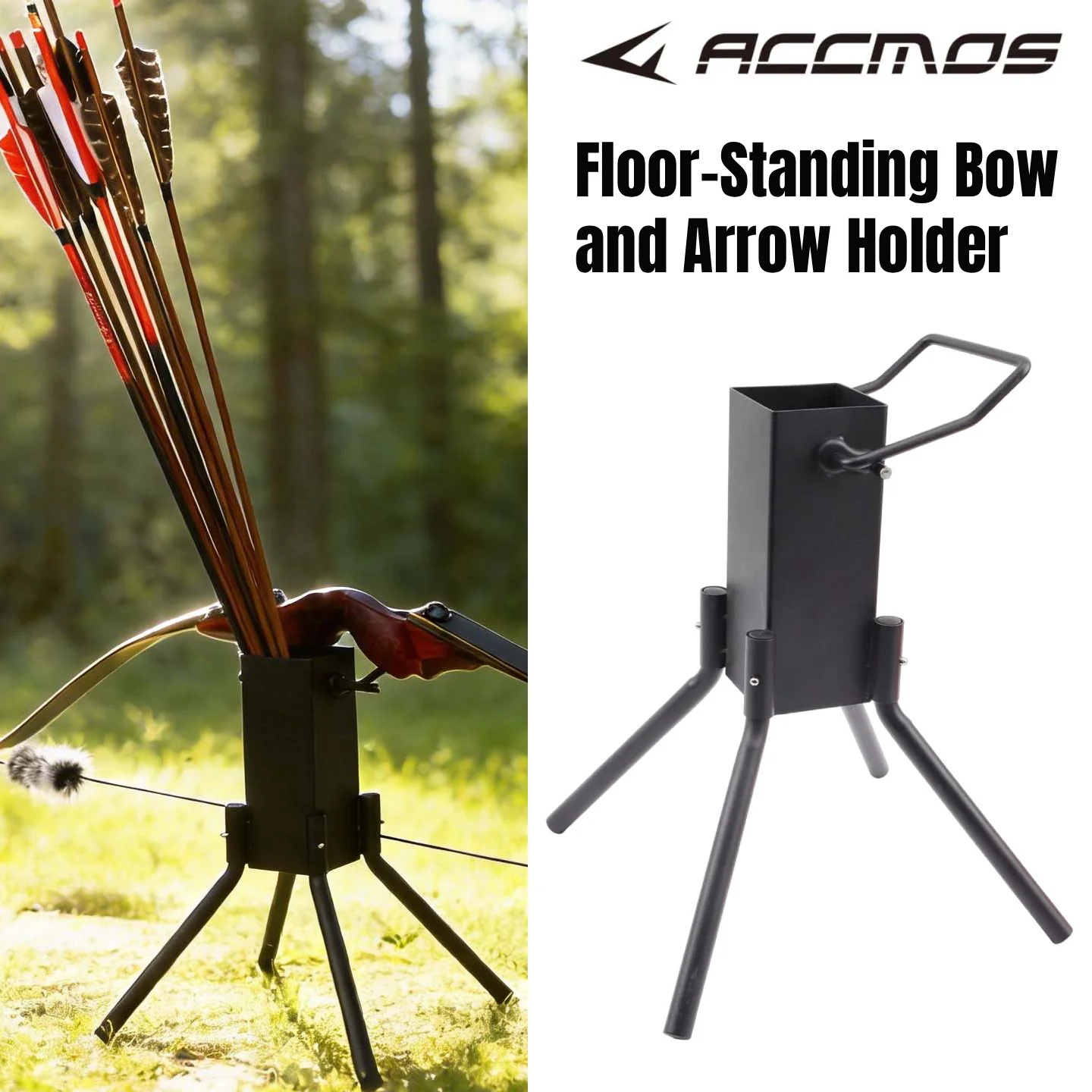 

Detachable Floor Standing Bow Arrow Holder Portable Metal Archery Ground Bow Stand with Arrow Quiver for Outdoor Shooting