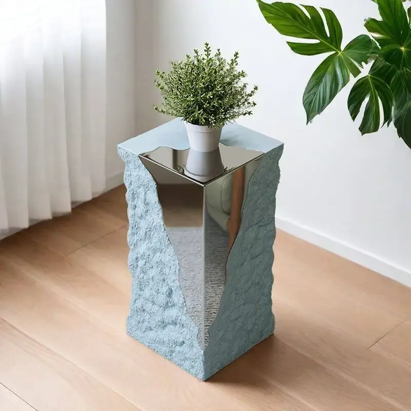 ZML sofa side floor decoration imitation stone pillar side table flower pot shelf