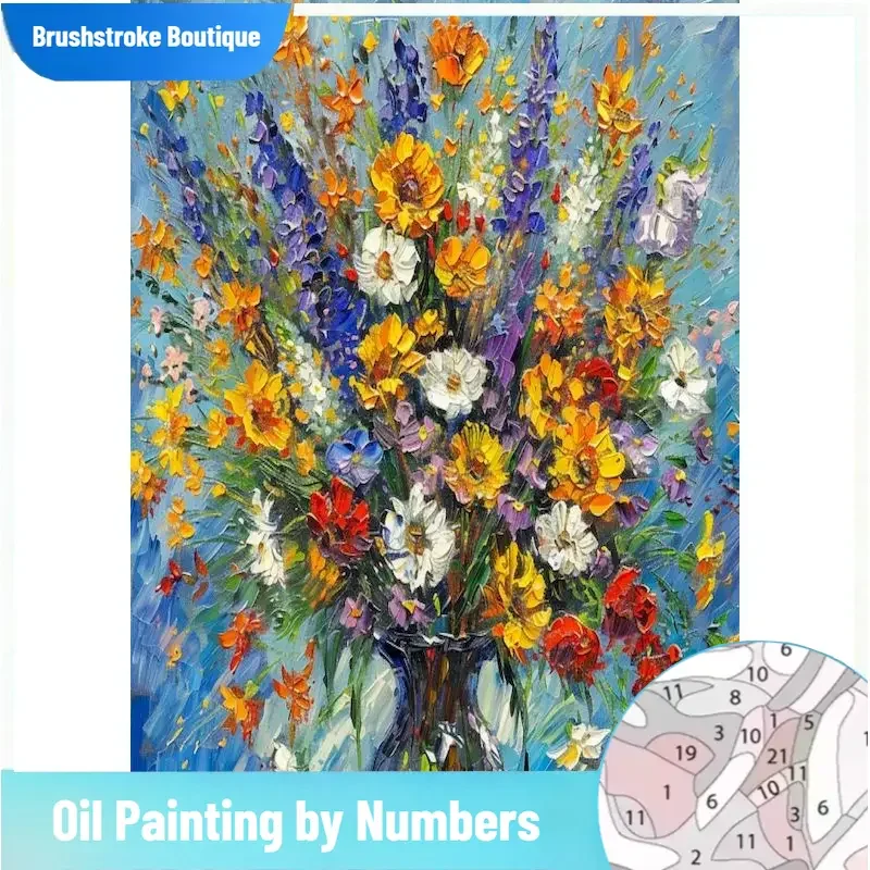Pincel sin marco, pintura acrílica por números, florero, pintura pintada a mano, números, manualidades para adultos, manualidades, regalo Diy, decoraciones de pared Cav