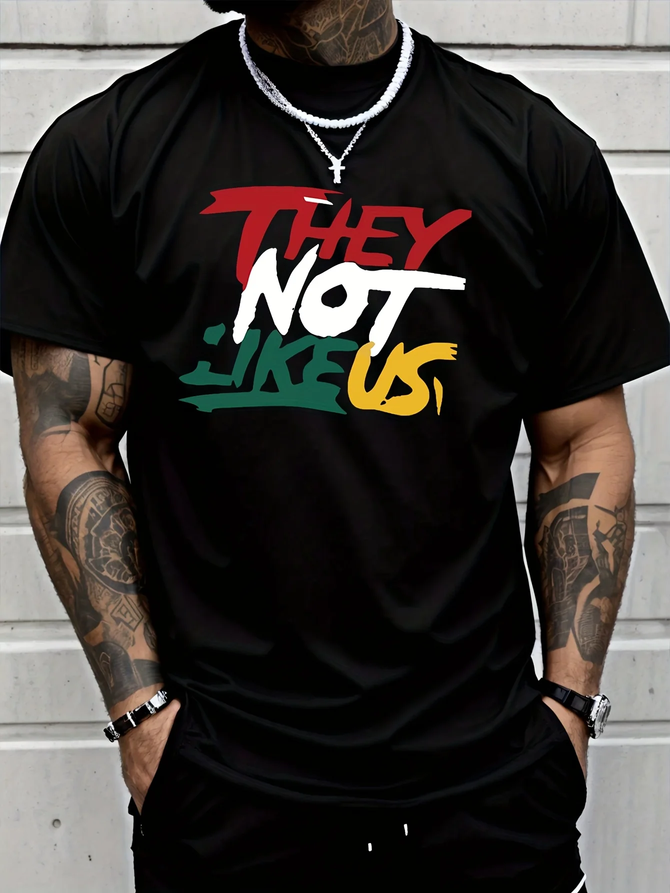 

Men's 100% pure cotton fashionable casual sports loose letter printed round neck short sleeved T-shirt top