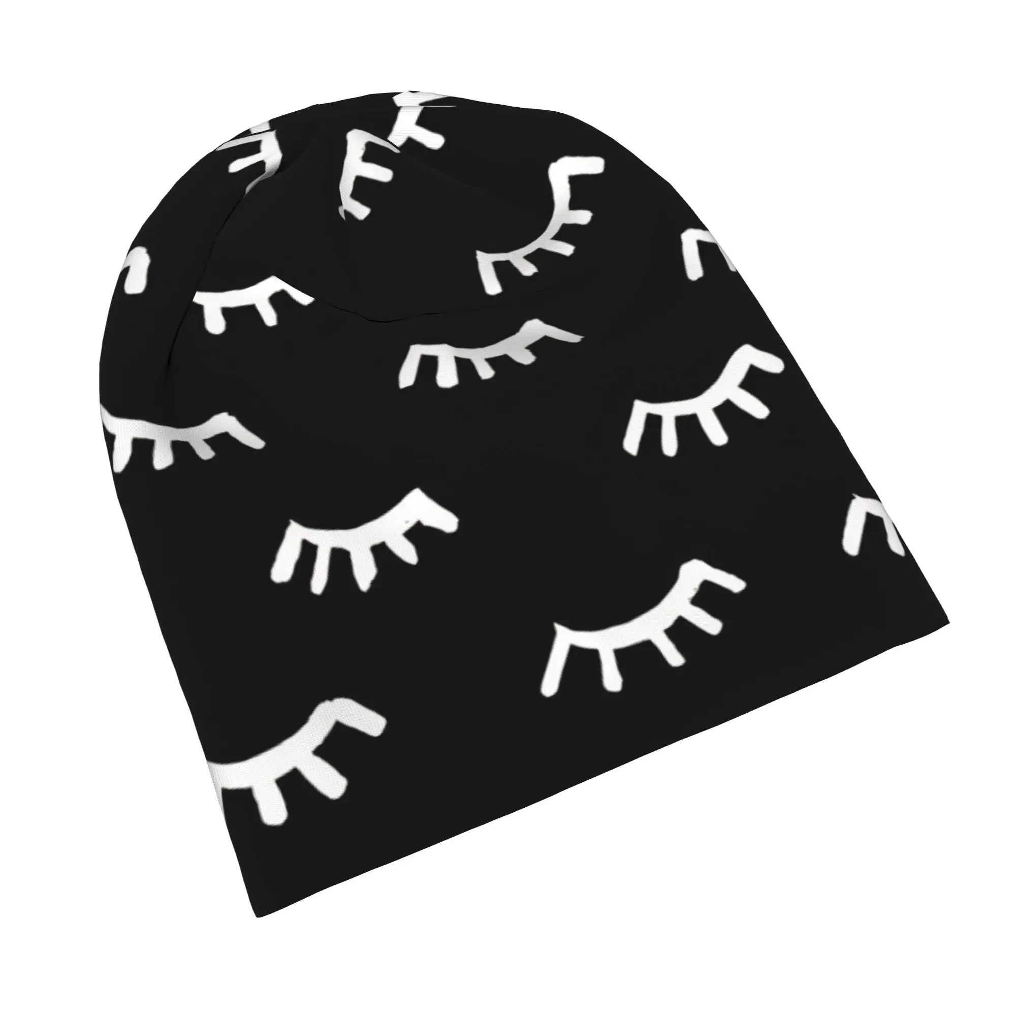 Black and White Closed Eyes Pattern Bonnet Hat Autumn Winter Outdoor Skullies Beanies Hat  for Men Women Spring Head Wrap Cap
