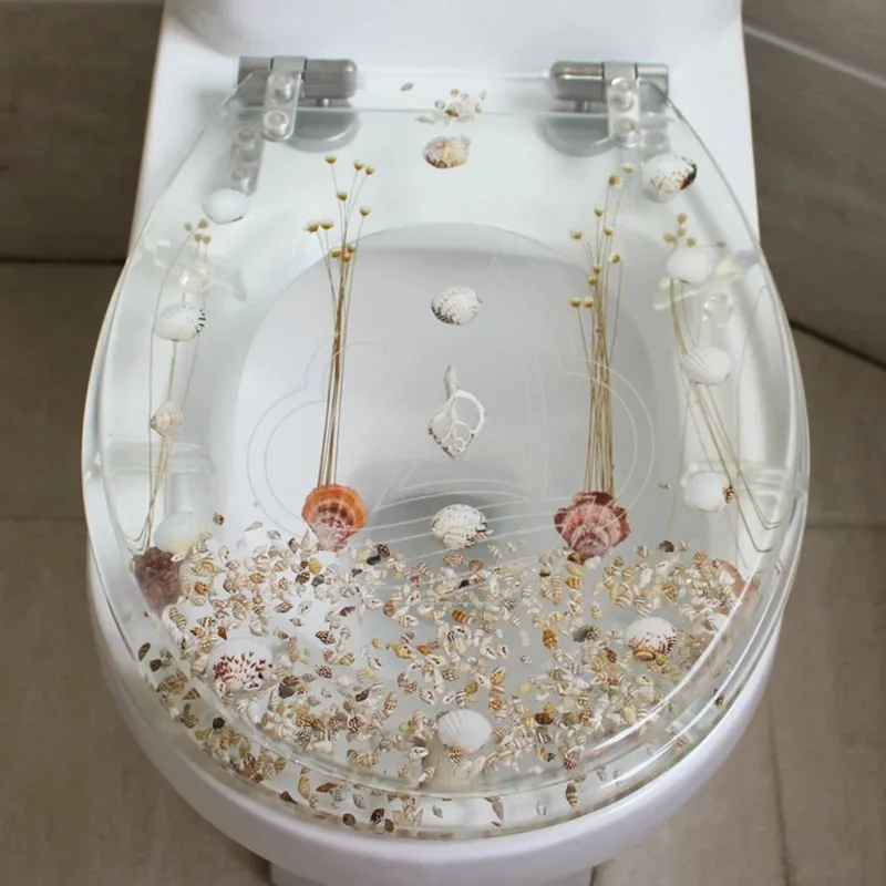47x38cm Premium Resin Toilet Seat, Stainless Steel Hinges Soft Close Silent Thickened Universal for U/V/O Toilet Bowls view 2
