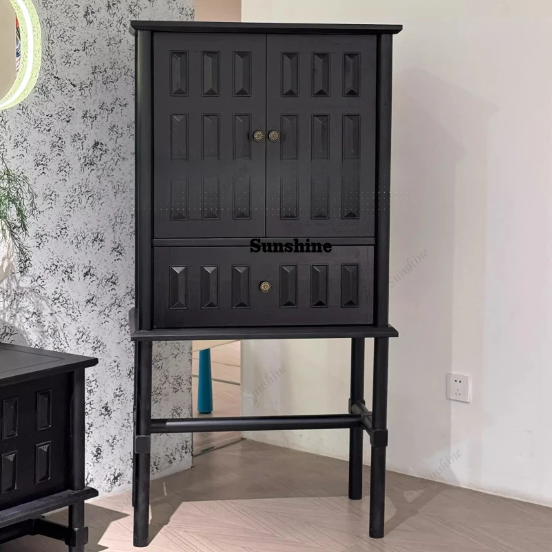 

French retro log style high cabinet, living room, bedroom storage against the wall, dining side cabinet
