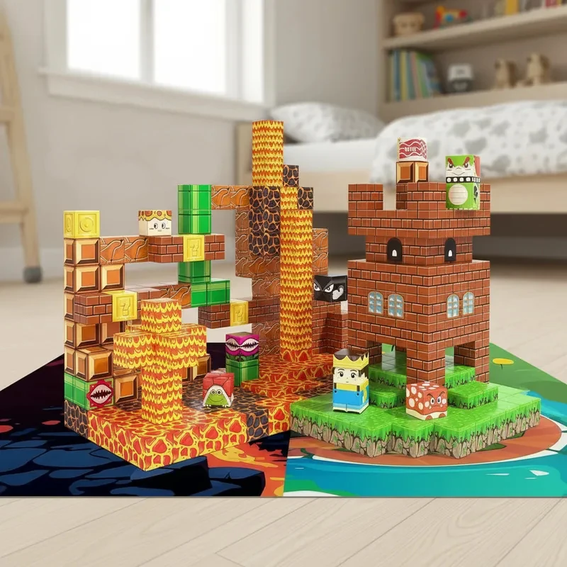 Klocki Magnetyczne King Castle 60 Elementów Zestaw Kreatywnych Zabawek Budowlanych 3D Zestaw Edukacyjny STEM dla Dzieci Zabawa DIY Premium Prezent