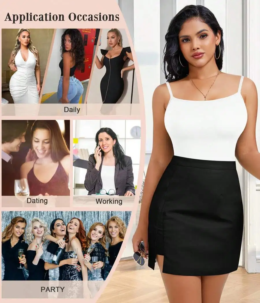 Nebility Thong Shapewear Bodysuit Tummy Control Seamless Body Shaper Square Neck Tank Top