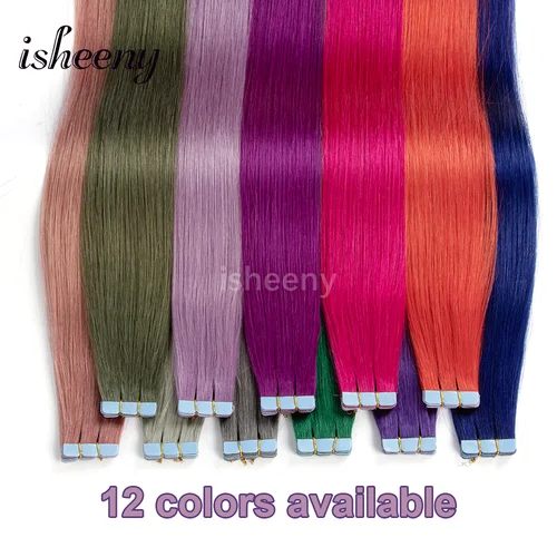 Imagen 1 del producto Extensiones de Cabello Humano con Cinta Adhesiva en Colores de Moda, de 12 a 20 Pulgadas, Lisas Naturales, Remy, sin Costuras, para Peinados Modernos