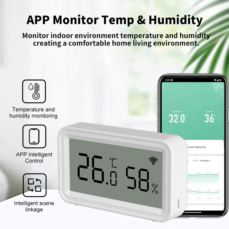 Tuya Zigbee WiFi Thermometer Hygrometer Temperature Humidity Sensor APP Remote Control Work with Yandex SmartLife Alexa