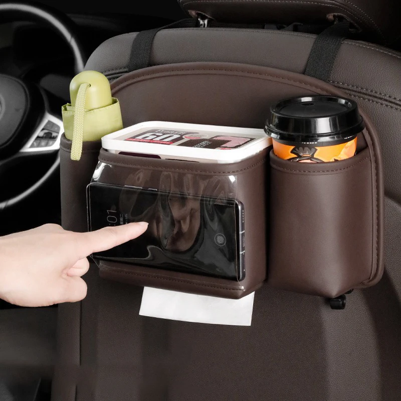 Car Cup Holder Storage Box Multi-Functional Suspended-Type Car Tissue Box Car Seatback Storage Pocket Hook Car Accessories