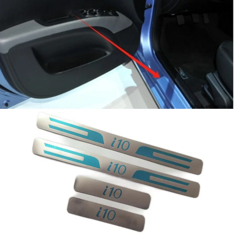 4PCS/Lot Stainless Steel For Hyundai i10 Ultra-thin Auto Car Door Sill Scuff Plate Pedal Cover