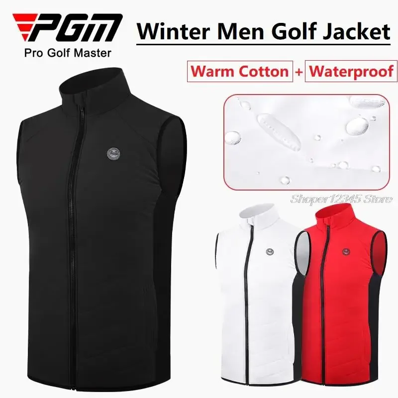 2022 Winter Warm Zipper Golf Jacket Men'S Stand Collar Sleeveless Vest Male Waterproof Waistcoat Man Full Zipper Casual Coats