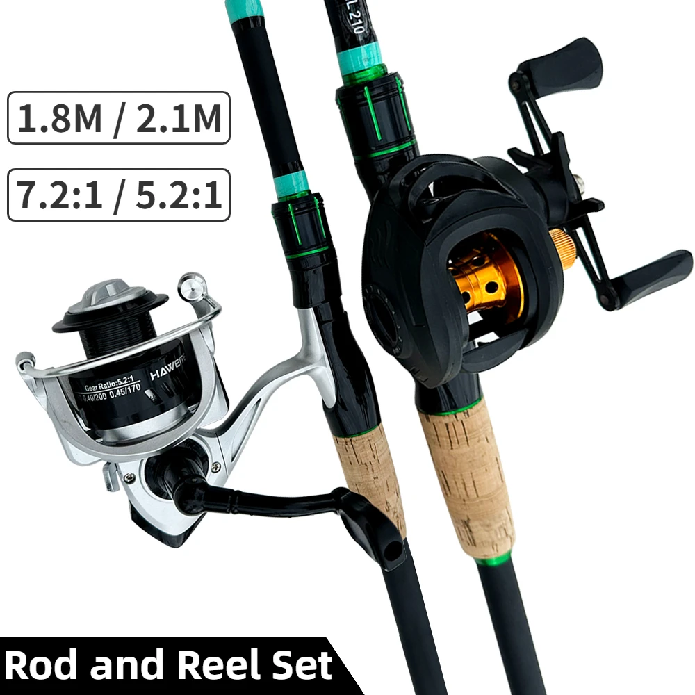 

Casting Carbon Fishing Rod and Baitcasting Reel Set Spinning Reel 3000~4000 Series 4-5 Sections 1.8m/2.1m Surfcasting Shore Pole