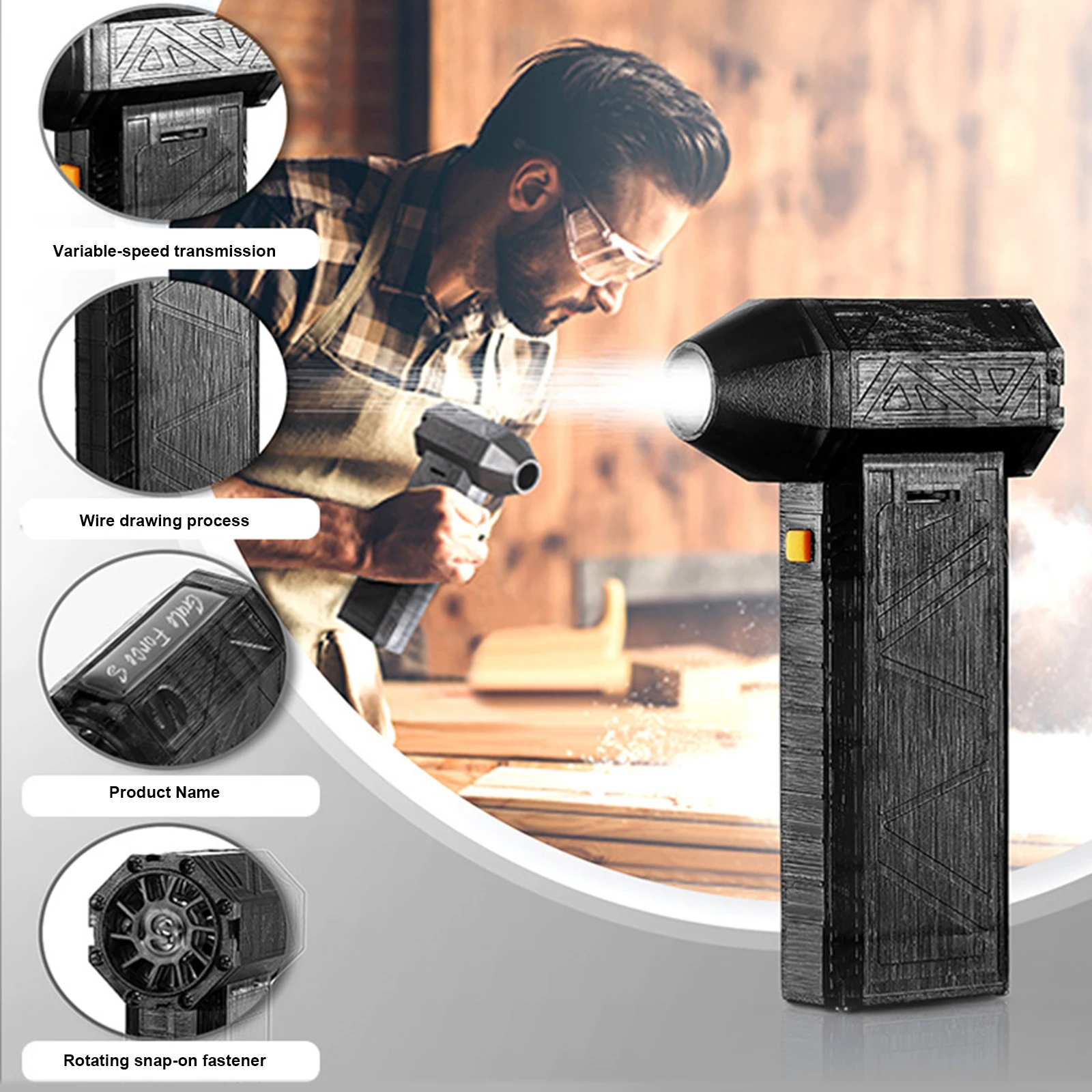 130000 giri/min Turbo Ventilatore Spolverino elettrico senza fili Spazzaneve regolabile a 3 marce per tastiera del computer Casa e auto all'aperto