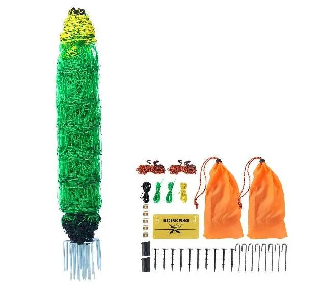 

Электрическая сетка для забора, сетка из ПЭ, ограждение с столбами, Универсальная Портативная сетка с двойными пиками для коз, овец, овец, оленей, свиней