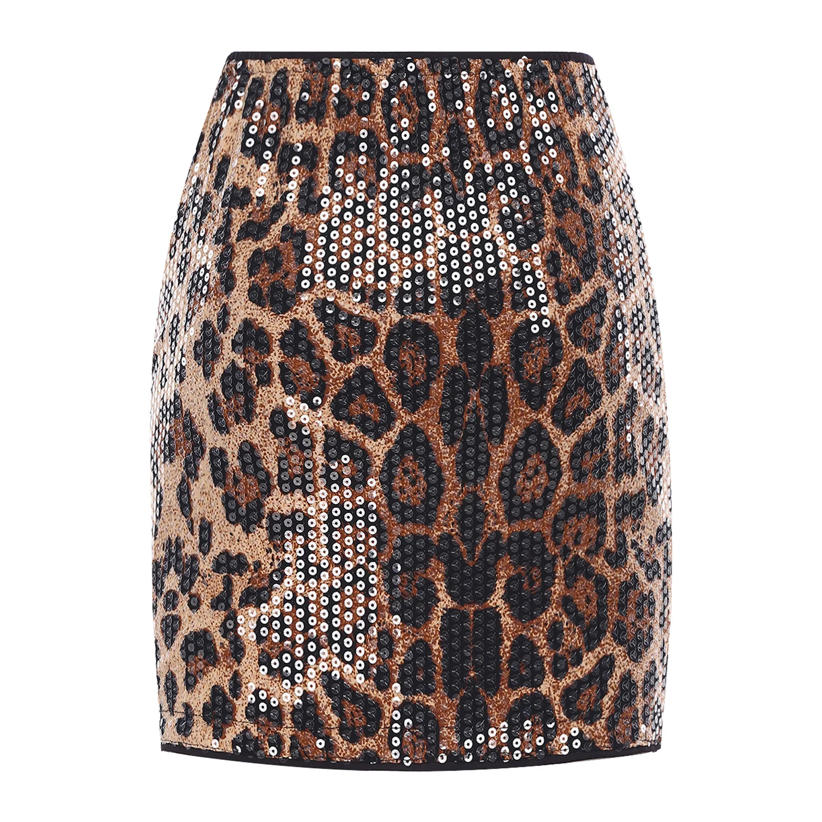 Women's Fashion Leopard Print Mini Skirt High Waist Elastic Waist Hip Wrap A-line Skirt Fashion Club Party High Look Wear