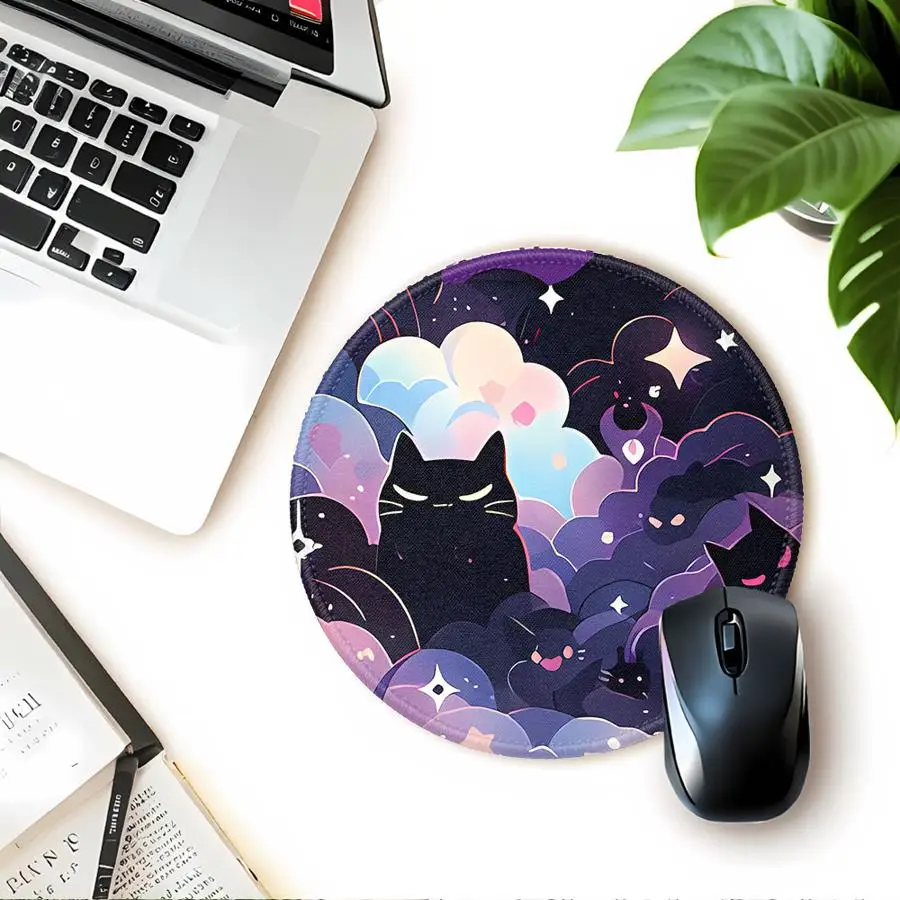 Black Cat Starry Night 1pc Mouse Pad Computer Laptop Pad Game Console Pad office Pad Keyboard Mouse Pad Desk accessories