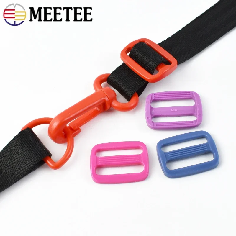 20/50Pcs Meetee 15/20/25mm Plastic Tri-Glide Slider Buckles Webbing Strap Adjustable Clasp Bag Shoes Belt Hook Sewing Accessory