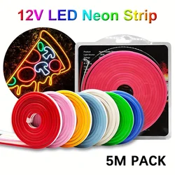 5M 12V Waterproof Silicone Neon Light Single Color LED Flexible Strip Light For Bedroom Living Room Party DIY Decoration Light