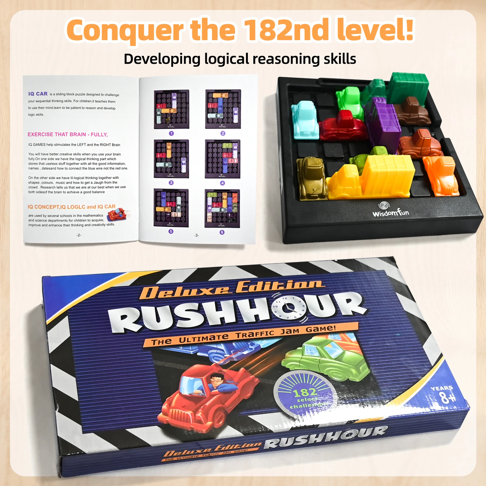 لعبة Rush Hour Car Huarong Road Logical Reasoning Desktop لعبة ألغاز للأطفال لعبة التخليص على حركة المرور ألعاب مثيرة للاهتمام