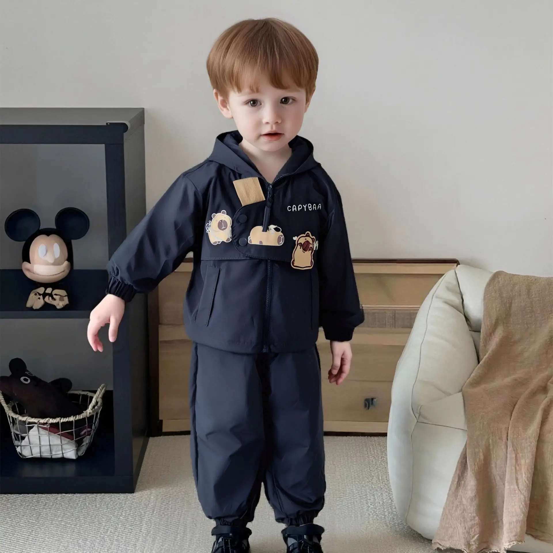 

Children's Spring and Autumn Set 2025 New Style cartoon casual children's hooded two-piece set Trendy