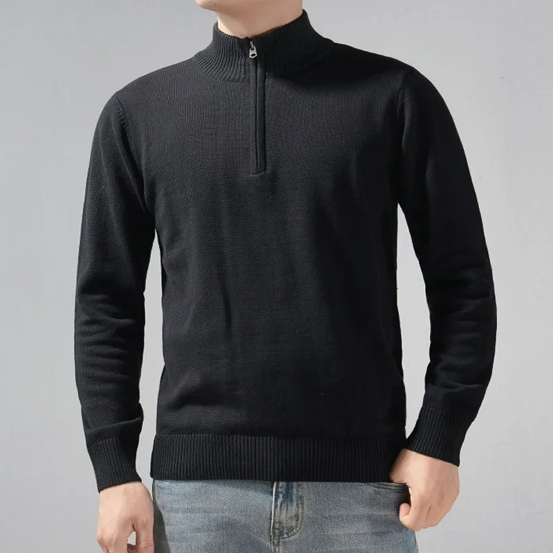 100% cotone autunno inverno maglione da uomo maglione a maniche lunghe dolcevita tinta unita pullover casual maglione uomo vestibilità maglieria