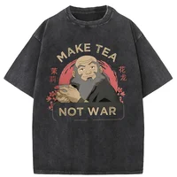 Camiseta Avatar The Last Airbender para hombre, camisetas Iroh Make Tea Not War, camiseta de manga corta de gran tamaño, ropa 100% de algodón de talla grande