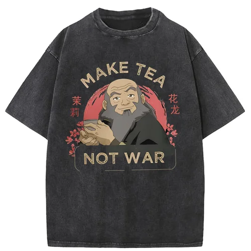 Imagen 1 del producto Camiseta Avatar The Last Airbender para hombre, camisetas Iroh Make Tea Not War, camiseta de manga corta de gran tamaño, ropa 100% de algodón de talla grande