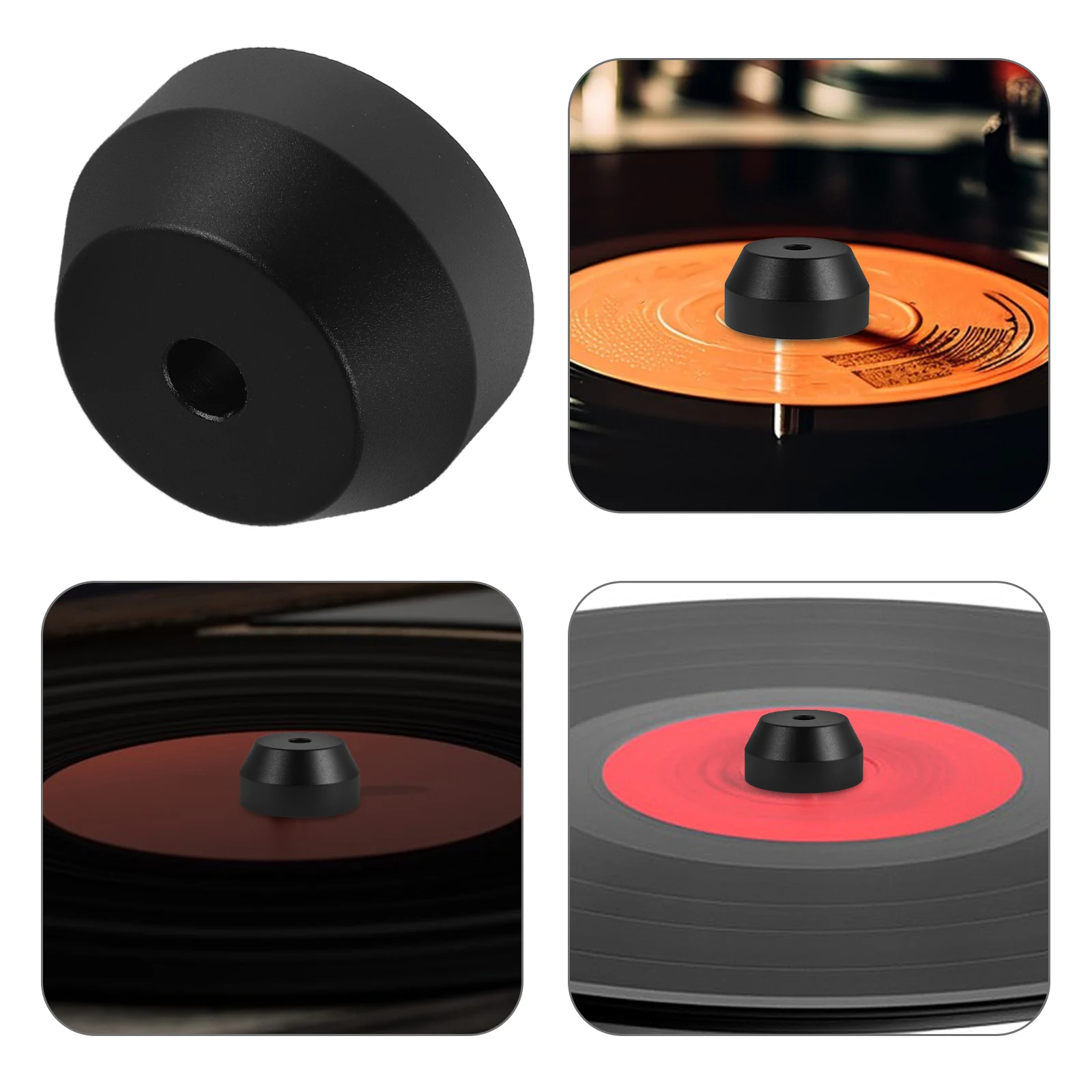 

Black Vinyl Record Adapter 7 Inch Turntable Accessories Stabilizer Weight Aluminum Ensures Centering Balance Fits Securely