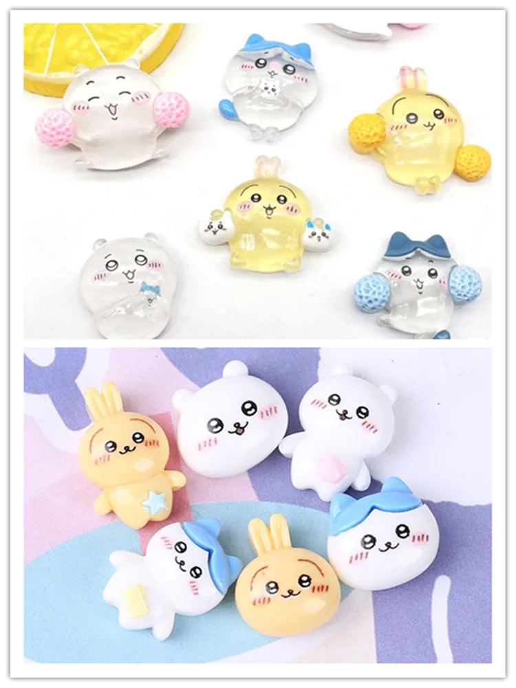 

100pcs Kawaii Cartoon Transparent doll Flatback Resin Cabochon Fit Phone Decoration DIY Jewelry Accessories Scrapbook