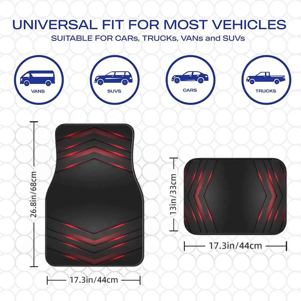2pcs/4pcs Cool Printed Car Floor Mats - Durable Polyester Floor Liners, Safe And Practical, Making Them An Ideal Gift Choice, Lo