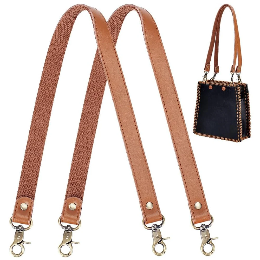 

2pcs 58cm Genuine Leather Bag Purse Strap Canvas Replacement Handbag Shoulder Bags Handles for Women Crossbody Accessories