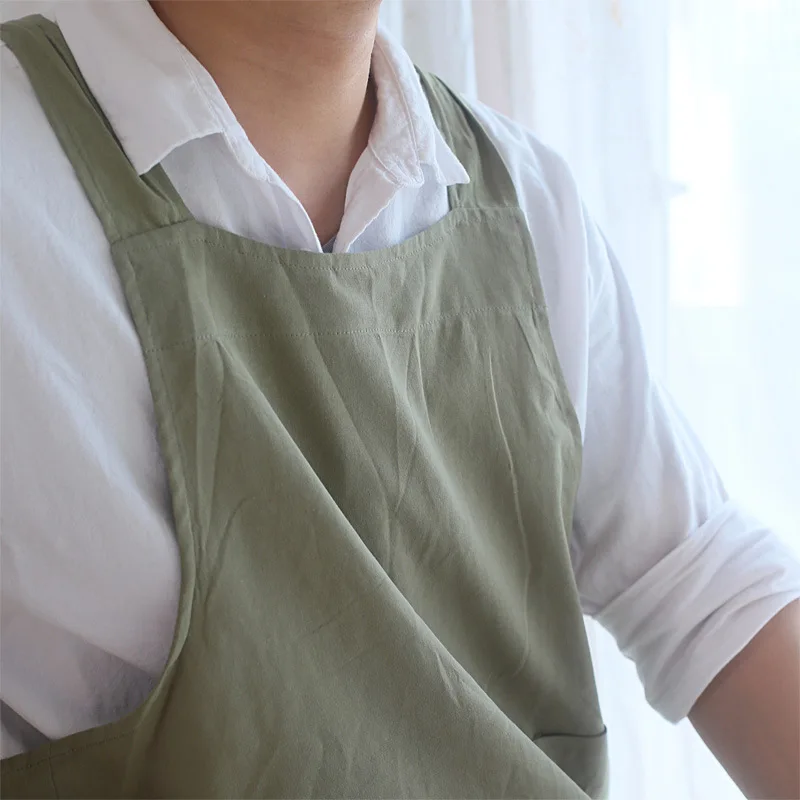 مريلة قطنية مقاومة للماء مقاس كبير فضفاضة ومريحة على الطراز الأوروبي مريلة للرجال والنساء ملابس عمل خفيفة الوزن H1 #3