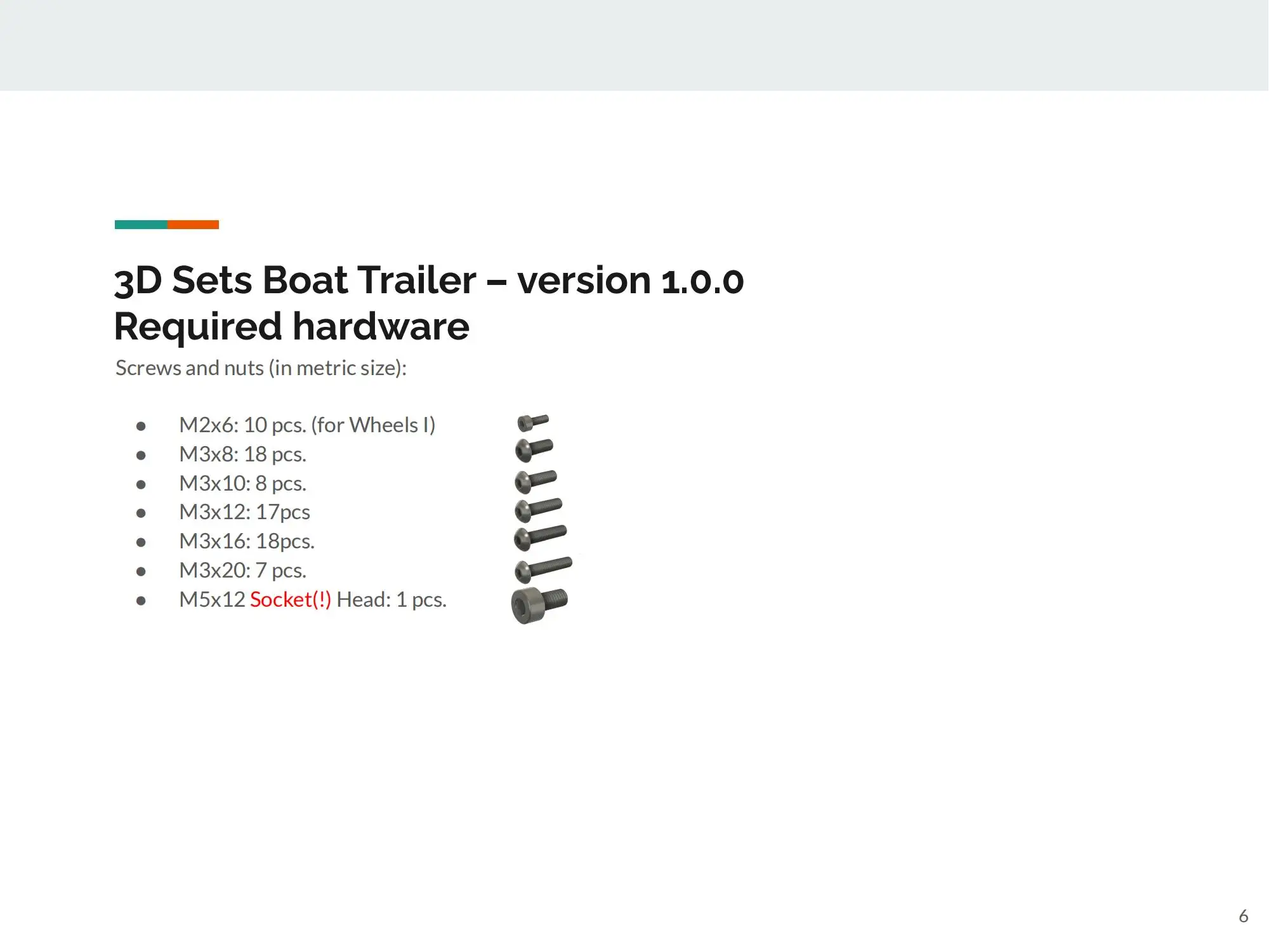 3DSets Fasteners Screws and Nuts for Boat Trailer