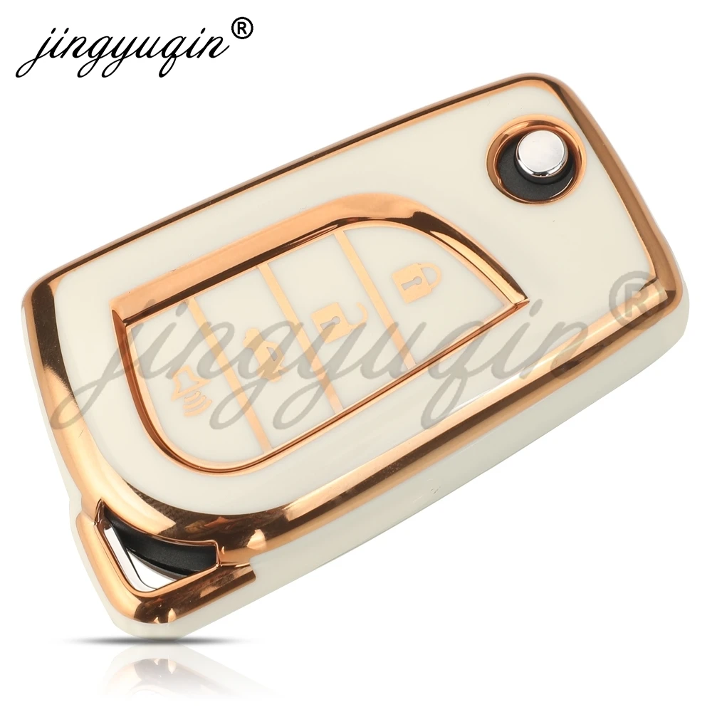 Jingyuqin 4 أزرار بولي TPU سيارة مفتاح بعيد غطاء لتويوتا هايلكس كورولا أفينسيس برادو فورتشنر RAV4 CHR كامري اكسسوارات