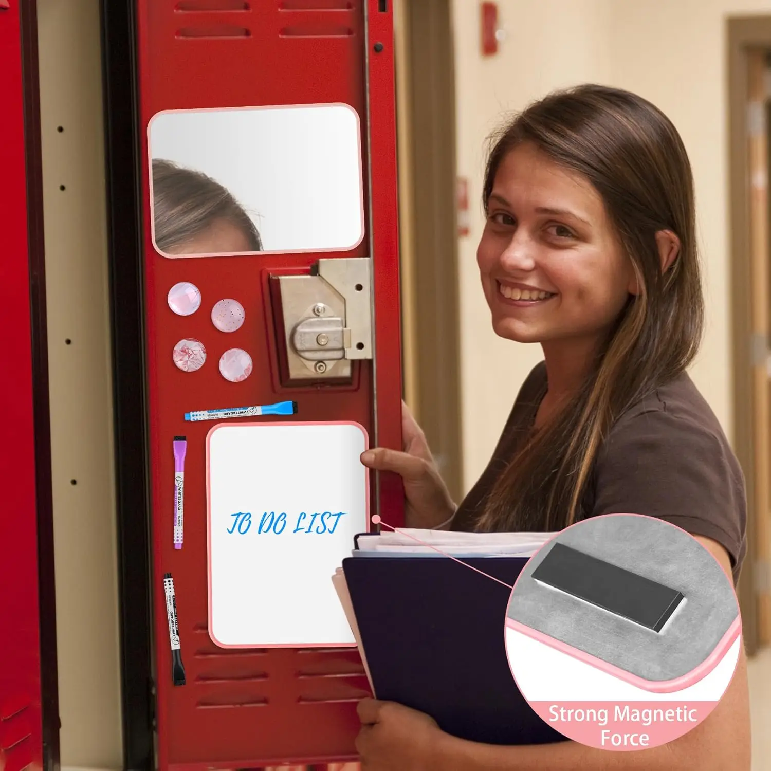 مجموعة ملحقات الخزانة، أساسيات العودة إلى المدرسة، 10 قطع من مستلزمات تنظيم الخزانة للعمل المدرسي، تتضمن سبورة بيضاء، مير