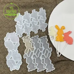 Dorica 3 Styles Easter Bunny Design Silicone Lollipop Mold DIY Rabbit Epoxy Resin Mould Chocolate Cake Decorating Tools Bakeware