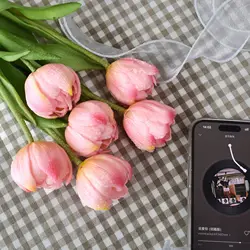 New Silicone Tulip Artificial Flower 3pcs Real Touch Bouquet 38CM Luxury Home Decorative Flowers Living Room Deco Flores