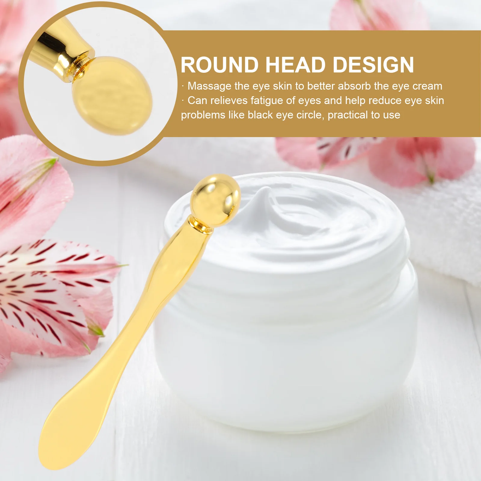 

3Pcs Eye Cream Massage Stick Zinc Alloy Compact Eye Face Cream Applicator Eye Massage Circle Reliever