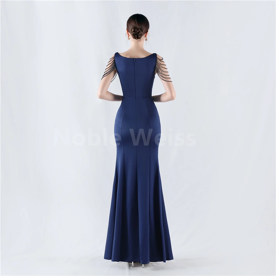 Charming O-Neck Floor-Length Prom Dress with Mermaid Fish Tail and Beading Customized