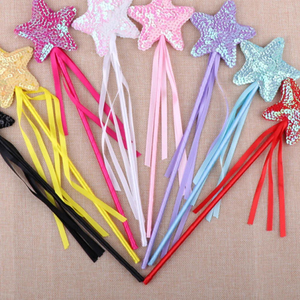 3Pcs Wands Pentagram Heart Shaped Angel Sticks for Party Favors Dress Up Accessories Purple Red White