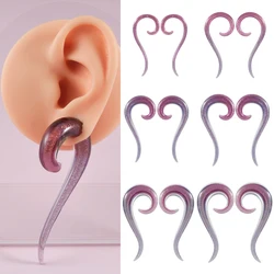 1Pc Natural Glass Glitter Spiral Taper Plug Snail Gauge Earring Purple Color Ear Expander Sctrether Weight Body Piercing Jewelry