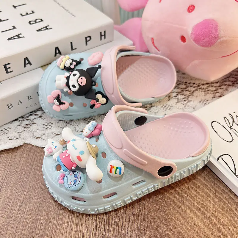 

Kawaii Sanrio Cave Shoes girl‘s Summer Sandals With Thick Heels Kuromi Cinnamoroll Casual Slippers Female Girl Gift