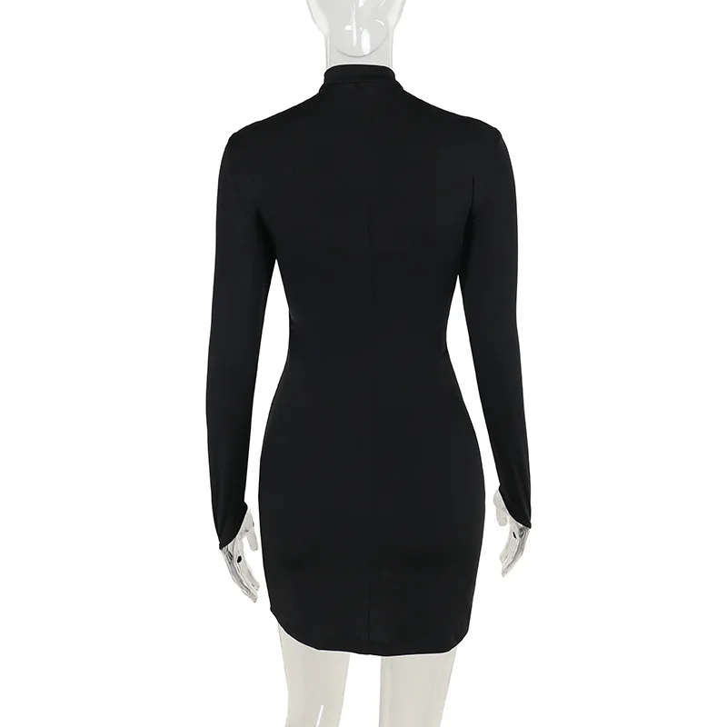 레이스업 허리 높이 넥라인 슬림핏 미스터리 파티 클럽웨어 데이트 나이트 여성용 2026 우아한 긴팔 바디콘 드레스 컷아웃