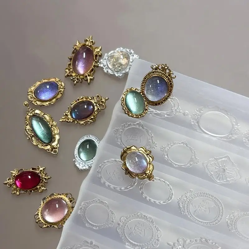 

Силиконовая форма для дизайна ногтей в стиле ретро: 3D-рельеф, барокко, ракушки, прозрачная рамка для картинок, шаблоны для креативного маникюра