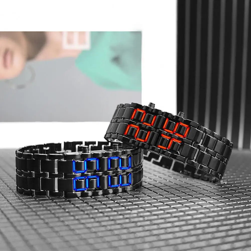 Digital Watch Large Screen Electroplated High Accuracy Decorative Cool Style Individual Stainless Strap Men Wristband